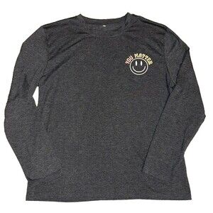 Motivational Tee Women's‎ Crewneck Long Sleeve Sweatshirt Lightweight Grey Sz L